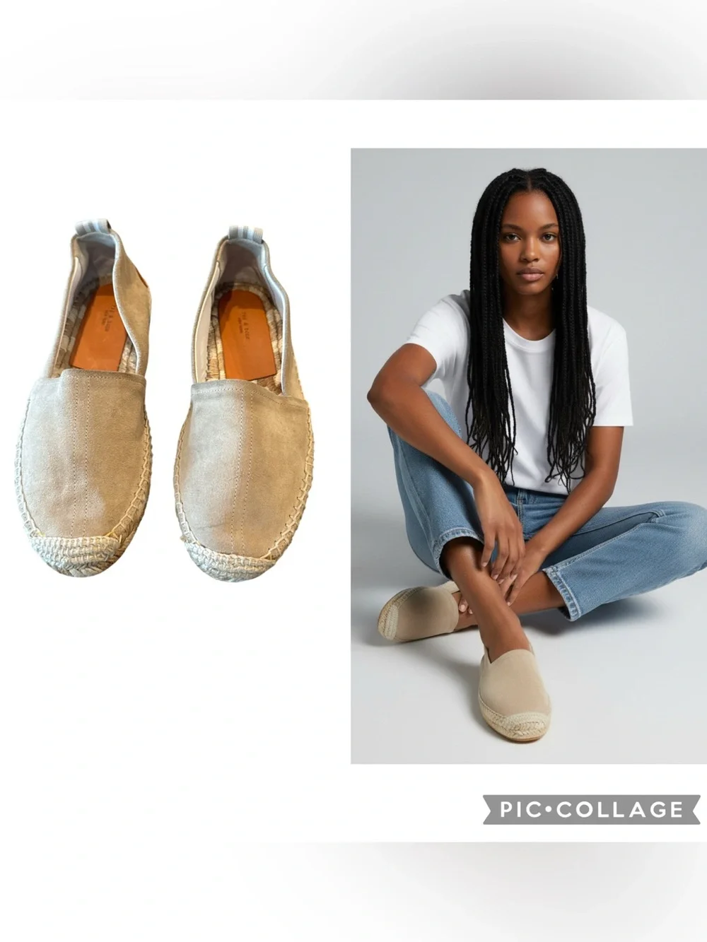 Rag & Bone Suede Espadrille Flats Taupe Size 39
